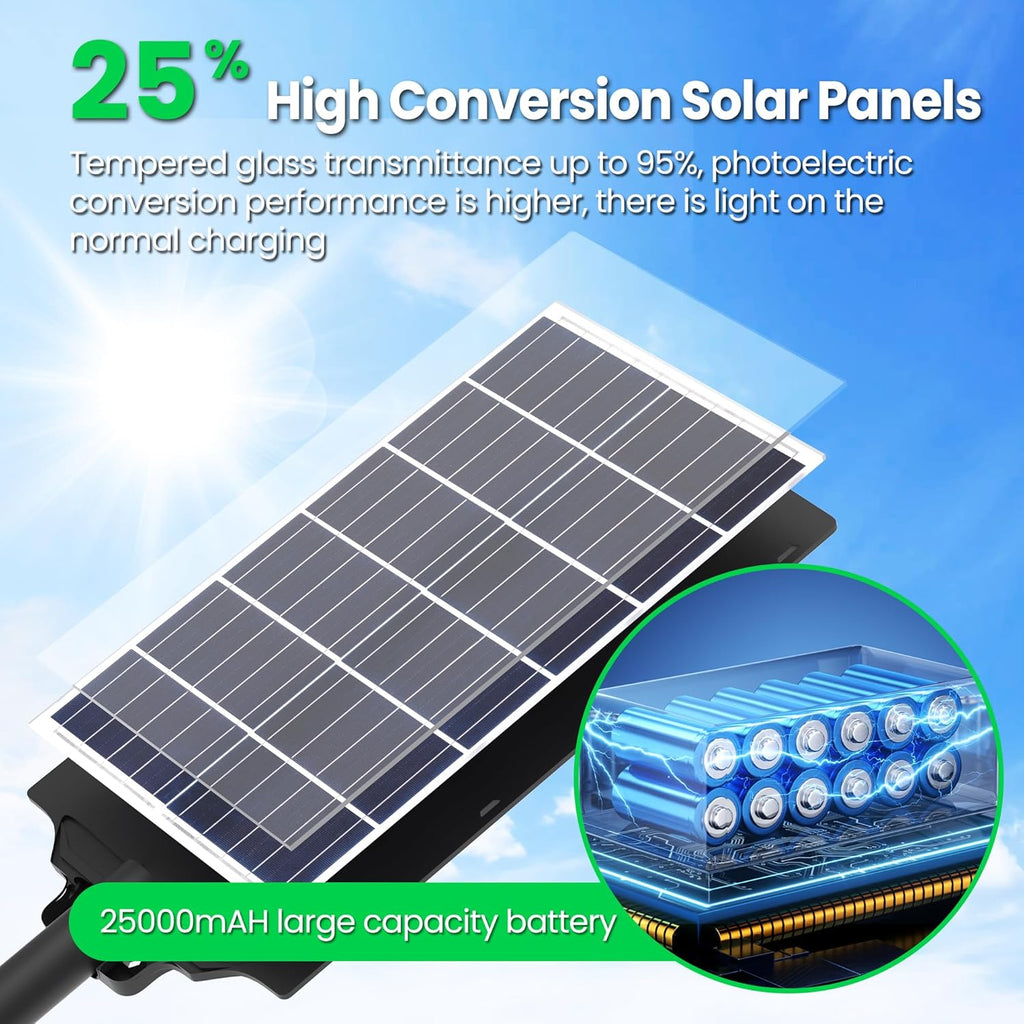 12000w Solar Street Lights Outdoor - Solar Lights Outdoor Waterproof Motion Sensor, 7000K Commercial Parking Lot Lights Dusk to Dawn, LED Street Lights Solar Powered Heavy Duty for Yard, Outside