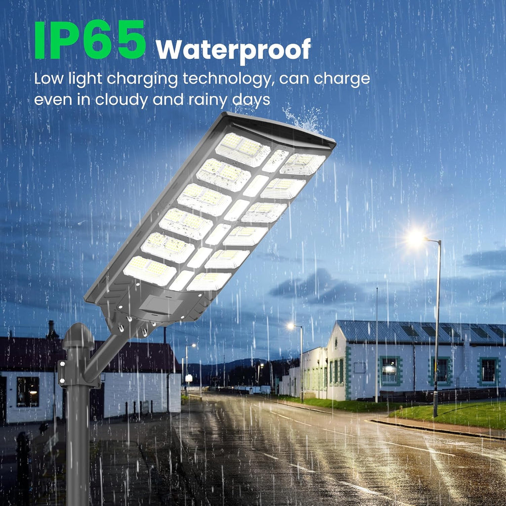 12000w Solar Street Lights Outdoor - Solar Lights Outdoor Waterproof Motion Sensor, 7000K Commercial Parking Lot Lights Dusk to Dawn, LED Street Lights Solar Powered Heavy Duty for Yard, Outside