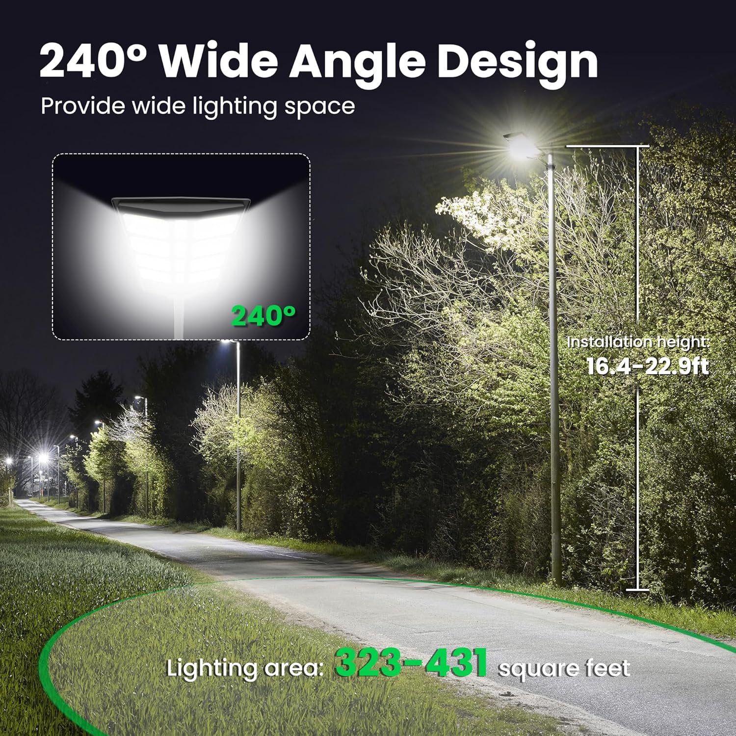 12000w Solar Street Lights Outdoor - Solar Lights Outdoor Waterproof Motion Sensor, 7000K Commercial Parking Lot Lights Dusk to Dawn, LED Street Lights Solar Powered Heavy Duty for Yard, Outside