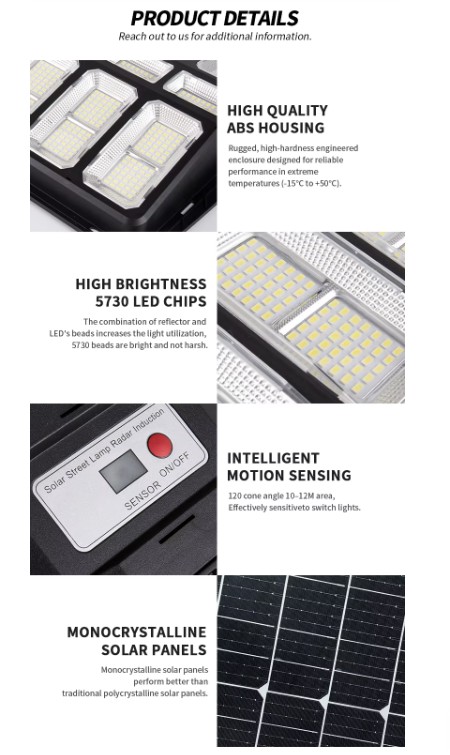 12000w Solar Street Lights Outdoor - Solar Lights Outdoor Waterproof Motion Sensor, 7000K Commercial Parking Lot Lights Dusk to Dawn, LED Street Lights Solar Powered Heavy Duty for Yard, Outside